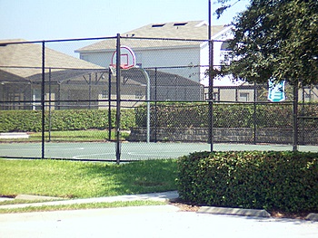 Closer view of half court basket ball