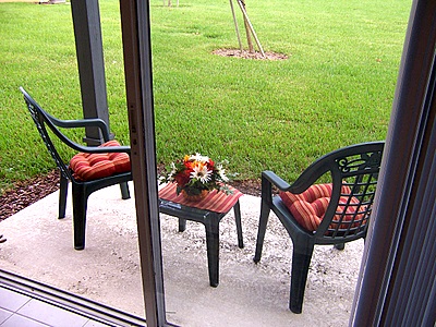 Looking out onto back patio at K's Crystal