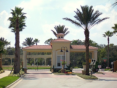 Close up of main security gate at Emerald Island Resort