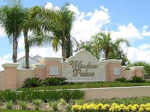 Windsor Palms Resort entrance sign facing road